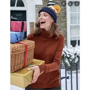 Boden Cora Roll Neck Turtleneck Sweater Rust Cashmere Wool Blend Size Small